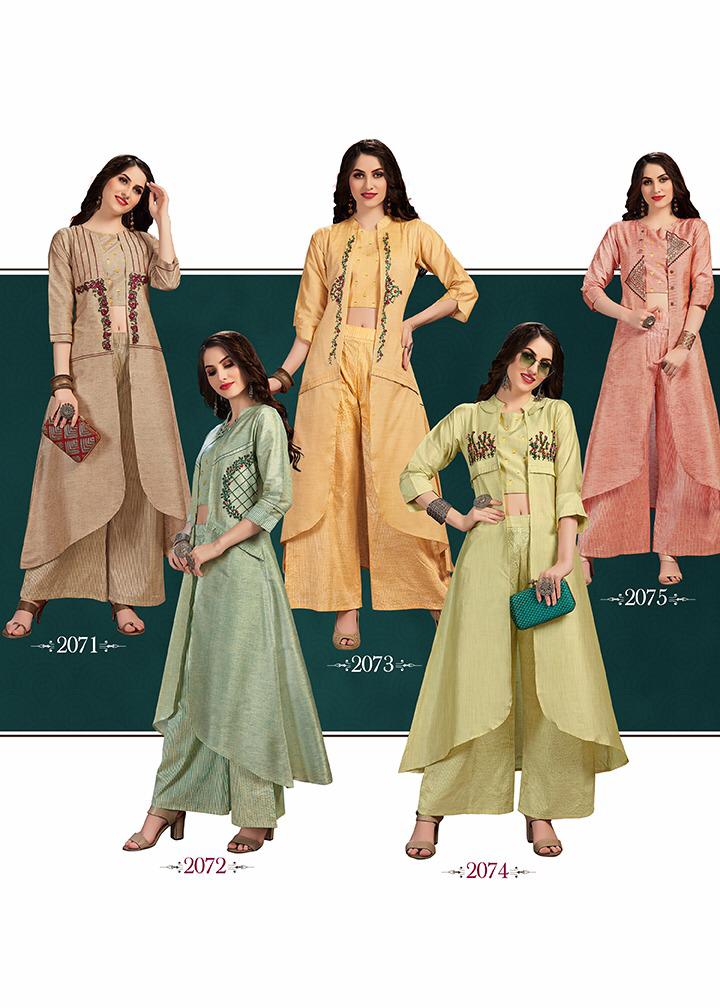 SelFie Vol-3 Linen Silk With Foil Fabric Kurtis Collection 2071-2074